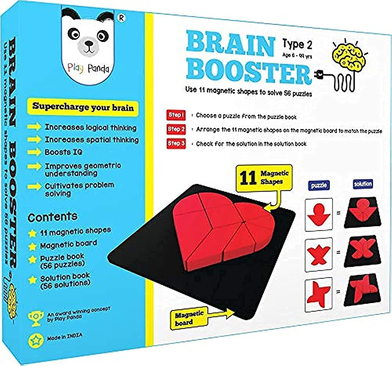 Play Panda Brain Booster Set 2 (Senior) – 56 Puzzles Designed to Boost Intelligence – with Magnetic Shapes, Magnetic Board, Puzzle Book and Solution Book – for 6-99 Years Boys and Girls Play Panda Brain Booster Set 2 (Senior) – 56 Puzzles Designed to Boost Intelligence – with Magnetic Shapes, Magnetic Board, Puzzle Book and Solution Book – for 6-99 Years Boys and Girls