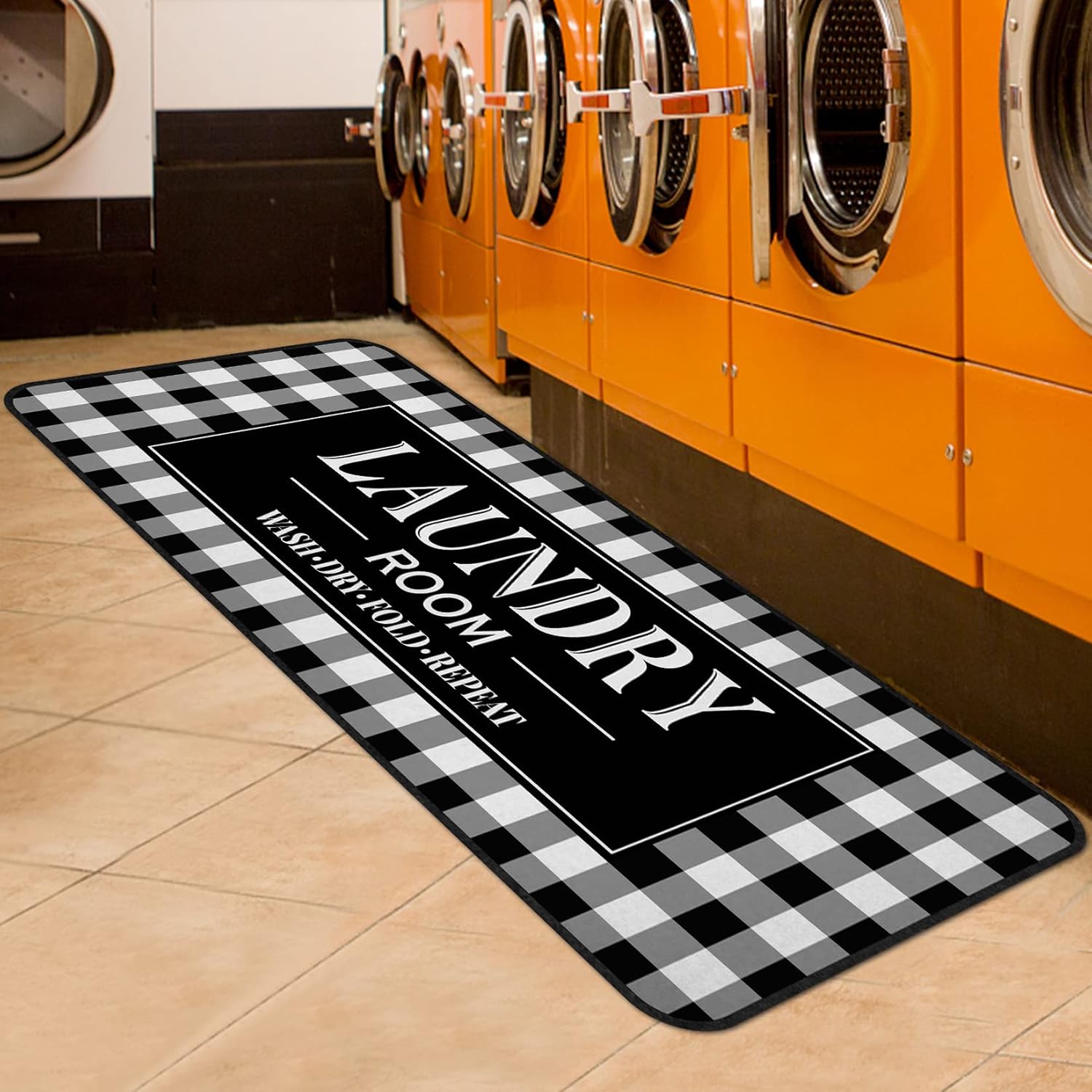 ROMAMIGO Laundry Room Rug Runner Non Slip Laundry Mats