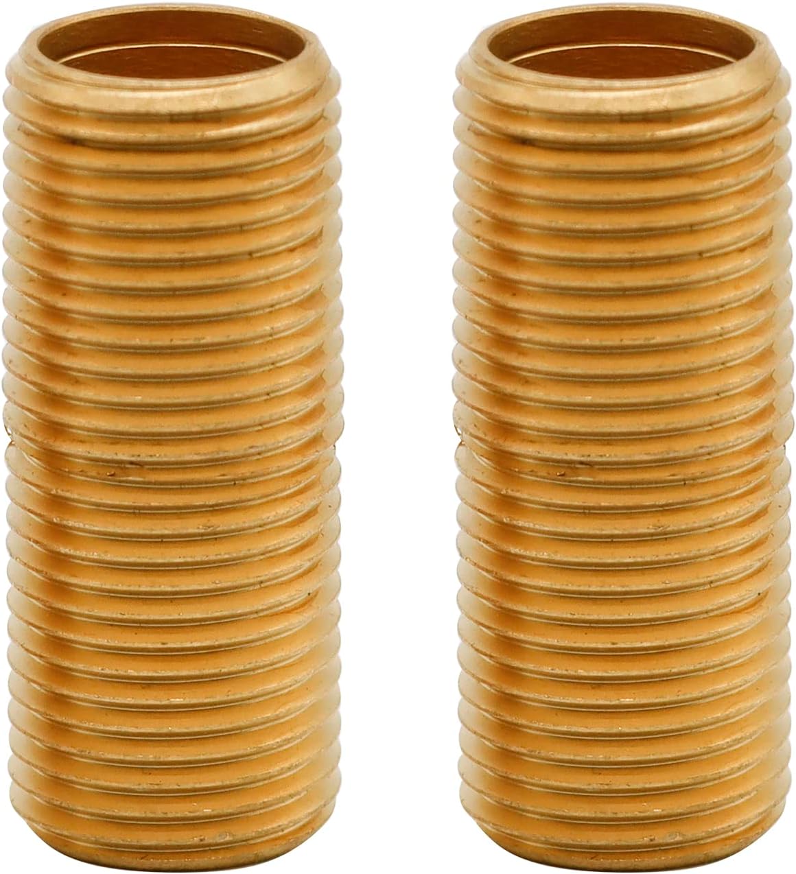 [2-pack] Brass Pipe Adapter Plumbing, G1/2" Male Thread to NPT1/2" Male Pipe Fitting Extender, Seamless and Leakproof (Combined Total Length 2")