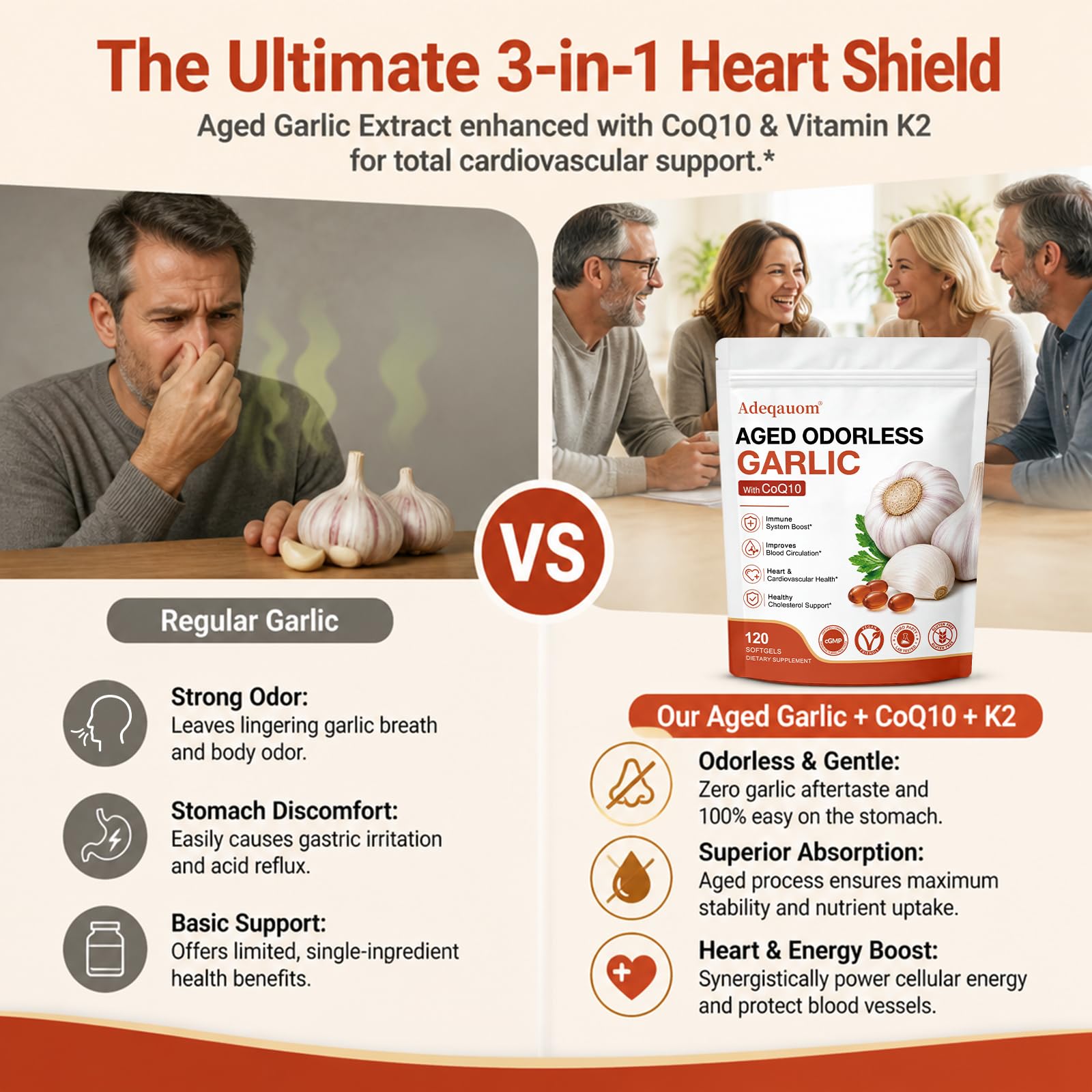 Aged Garlic Extract Softgels 1200 mg Odorless with CoQ10 Ubiquinol & Vitamin K2, 2 Years Aged Matured – Standardized for S-Allyl Cysteine | Heart & Immune Antioxidant Supplements, 120 Softgels — Amazon image 8
