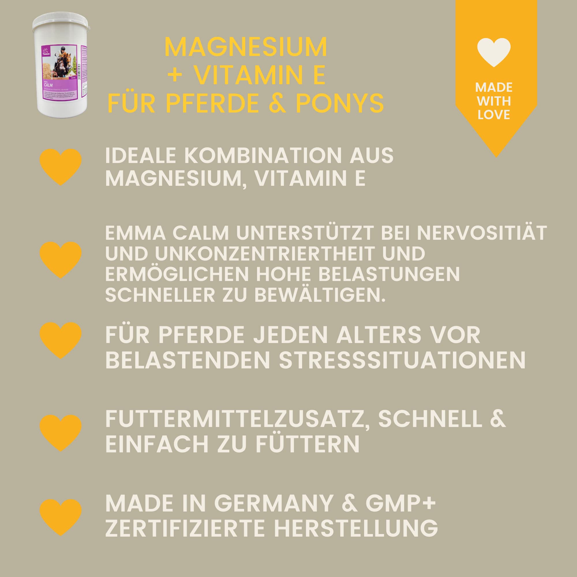 Magnesio Caballo 1Kg Calm Relax Polvo con Magnesio Vitamina E I contra la Ansiedad y el Estrés I Nervios Calmantes Caballo Nerviosismo y Reducción del Estrés para el Transporte de Caballos Nerviosos