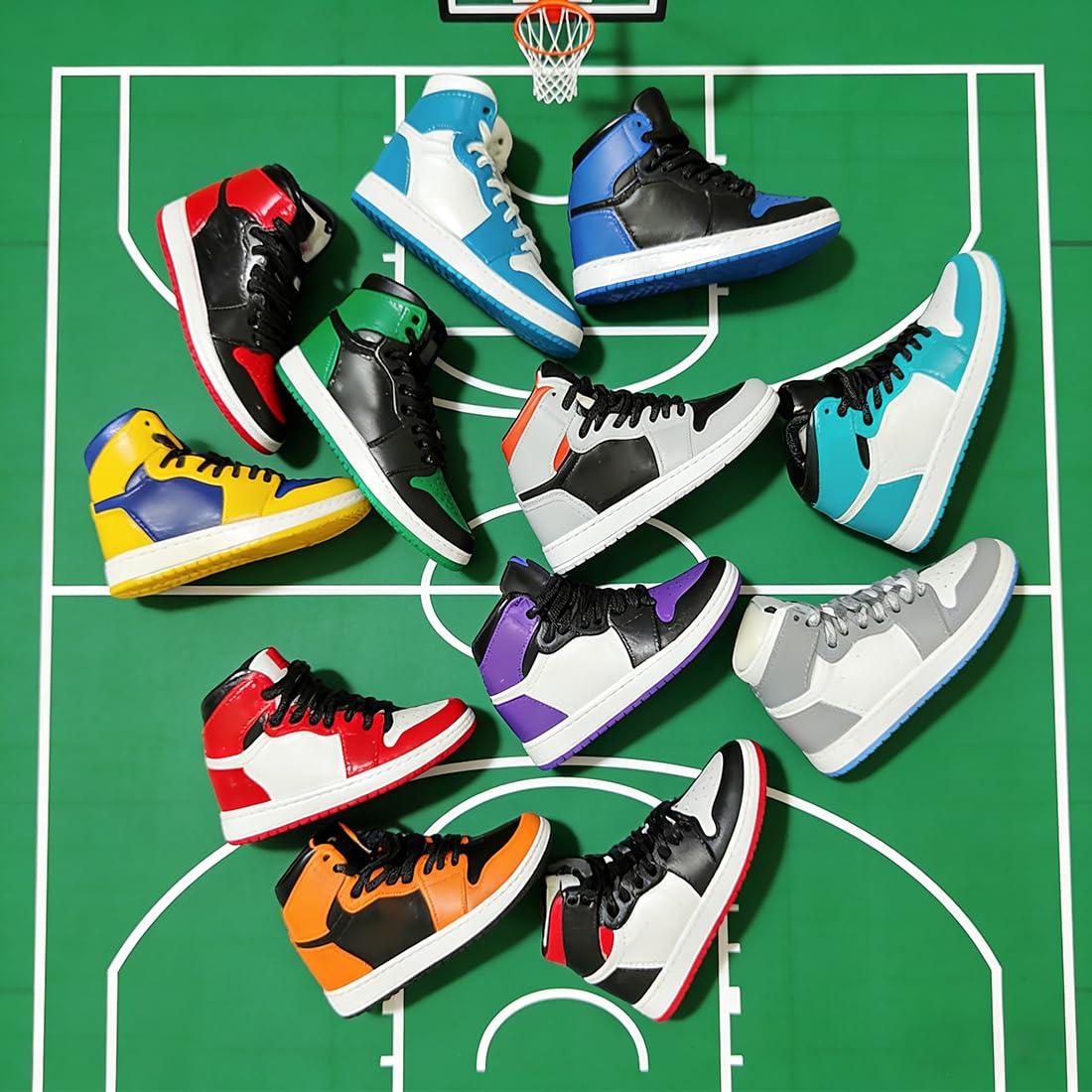 Orologio da parete decorativo con 12 mini sneakers, orologio 3D a forma di scarpe da basket, regalo per amici uomini e donne (Nero retrò)
