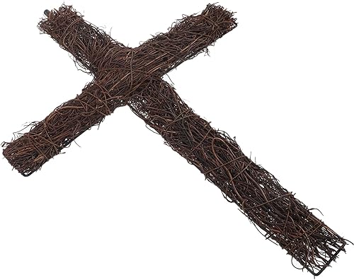 Miniatura 9 de IMIKEYA Corona de vid en forma de cruz, corona de rama de vid rústica, para colgar en la pared, puerta, para jardín, religiosa, boda, iglesia,