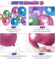 Vista 3 de FOTIOMRG Kit de arco de globos de discoteca de 135 piezas con globos de bola de discoteca, globos metálicos plateados, azul, verde, morado, rosa