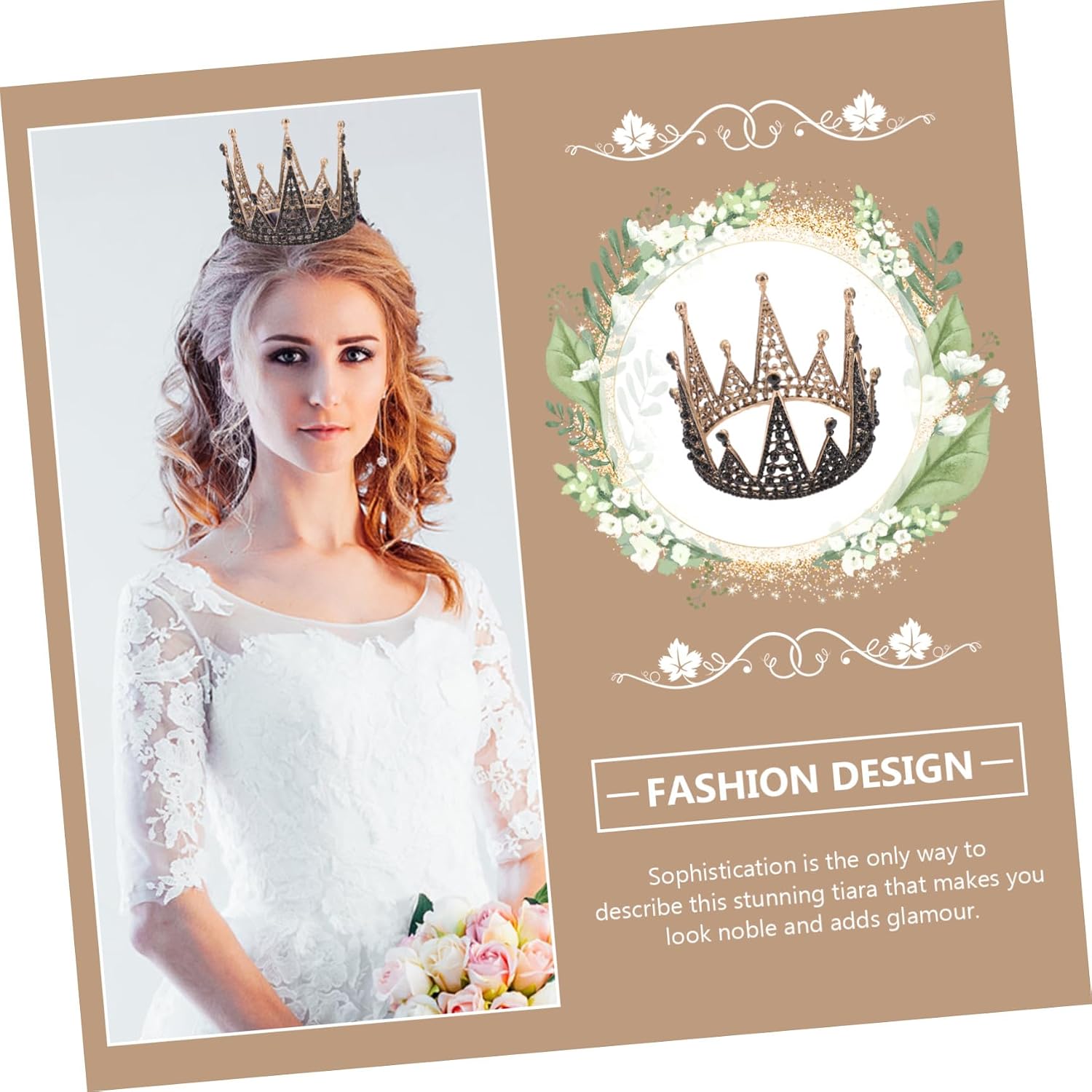 OSALADI Black Baroque Rhinestone Tiara Crown Alloy Bridal Headwear Gothic Queen Headdress for Wedding and Costume Party