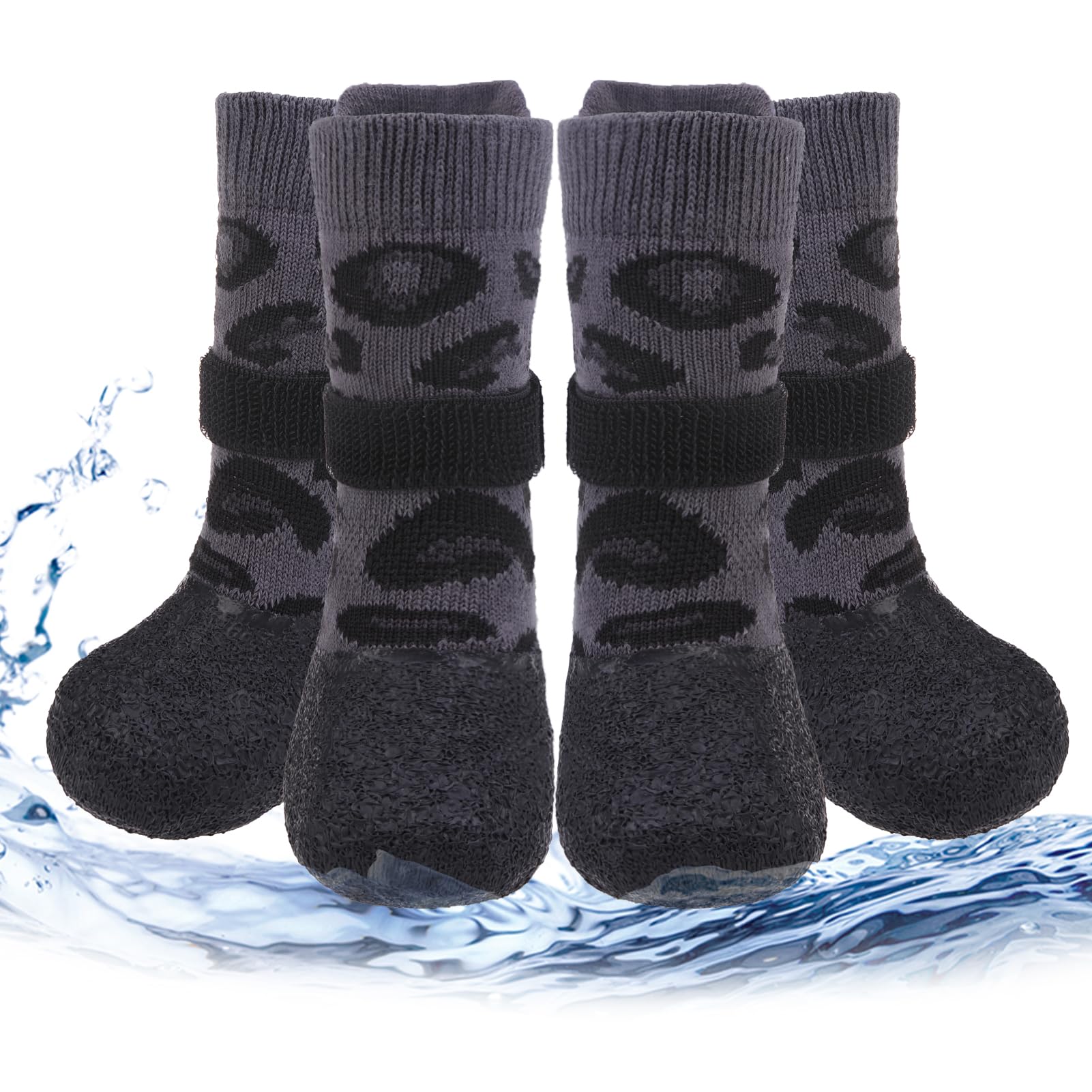 PUPTECK Anti Slip Dogs Shoes for Hot/Cold Pavement, Senior Booties, Rubber Boots & Paw Protectors for Small Medium Large Size Dogs to Prevent Licking,