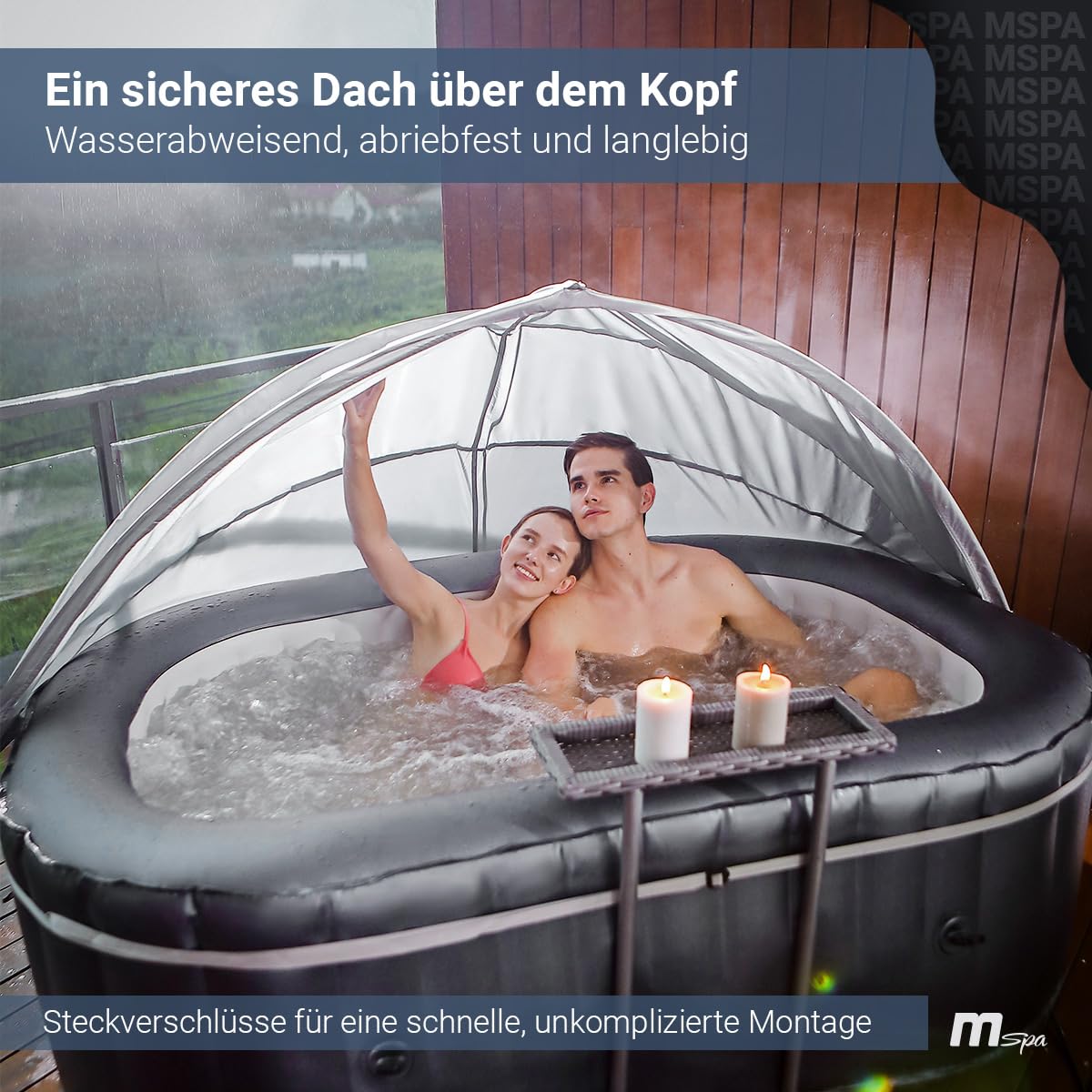 Miweba MSpa Sonnendach | Sonnensegel - Whirlpool Zubehör - UV- & Sichtschutz - Pool Überdachung - Pooldach wasserabweisend - Whirlpool Abdeckung