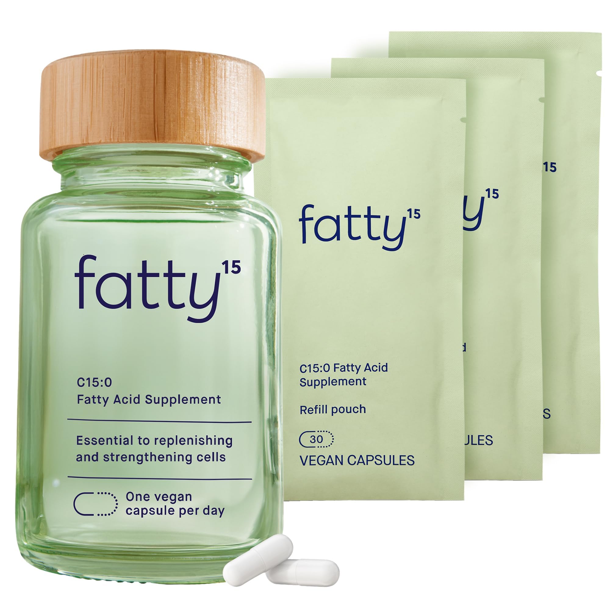 Fatty15C15:0 Pentadecanoic Acid Supplement The Longevity Nutrient - 90 Vegan Capsules - 3x Cellular Benefits of Fish Oil Omega 3 Supplements - Gut Health, Liver Support, & Mitochondrial Health