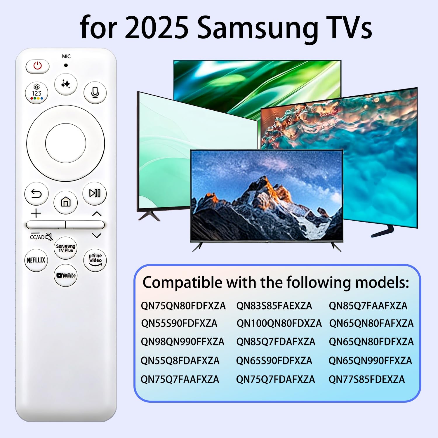 BN59-01480A TM2360E TM2560E - Mando a distancia de voz para TV solar de repuesto USB-C, recargable, Bluetooth, con IA, compatible con Samsung Neo QLED 8K 2023-2025, televisores inteligentes QLED