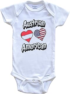 Austrian American Flag Hearts Combo Austria Baby Bodysuit