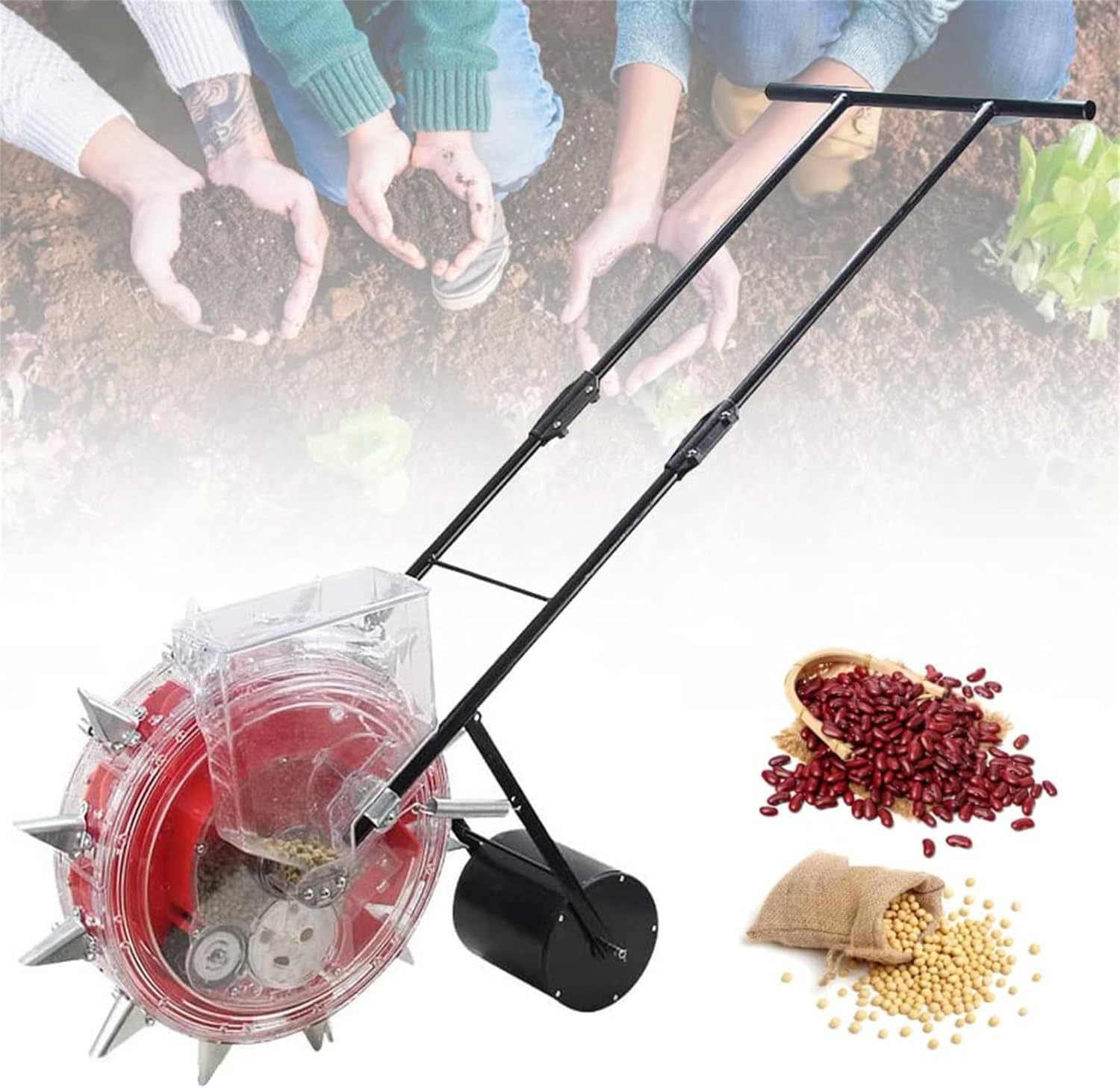 Fertiliser Spreader,Roller Corn Seeder,Garden Seed Planter Spreader,Handheld Seeding Machine,Lawn & Garden Spreaders,Planting Depth 3.5-7.8 cm,Different Specifications,10holes