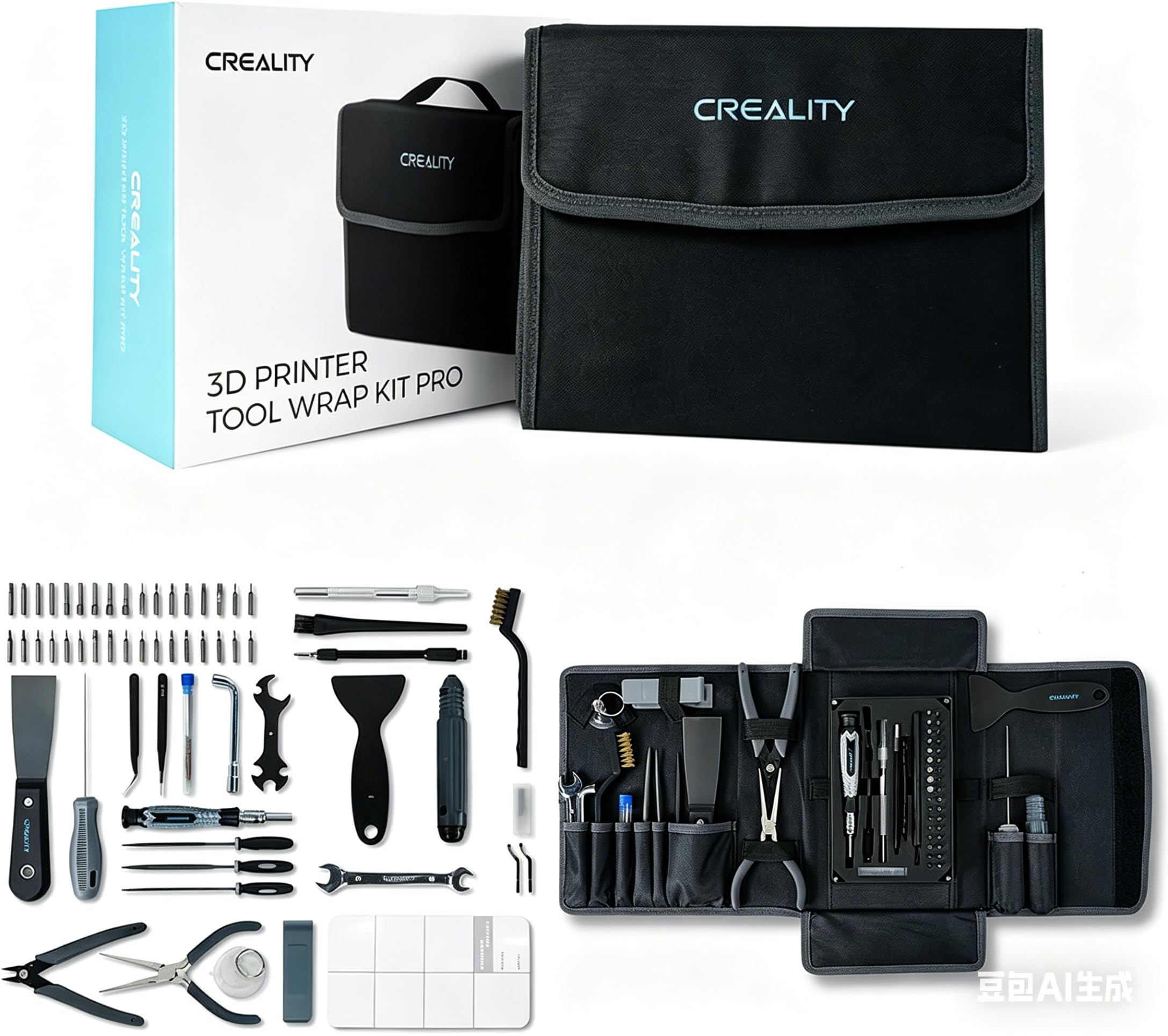 Creality 3D Printer Tools Kit, 74-in-1 3D Printing Tool Wrap Kit Assembly/Removal/Finishing/Filament Cutting Set with Nozzle Cleaning Kit 3D Printer Accessories for All 3D Printers