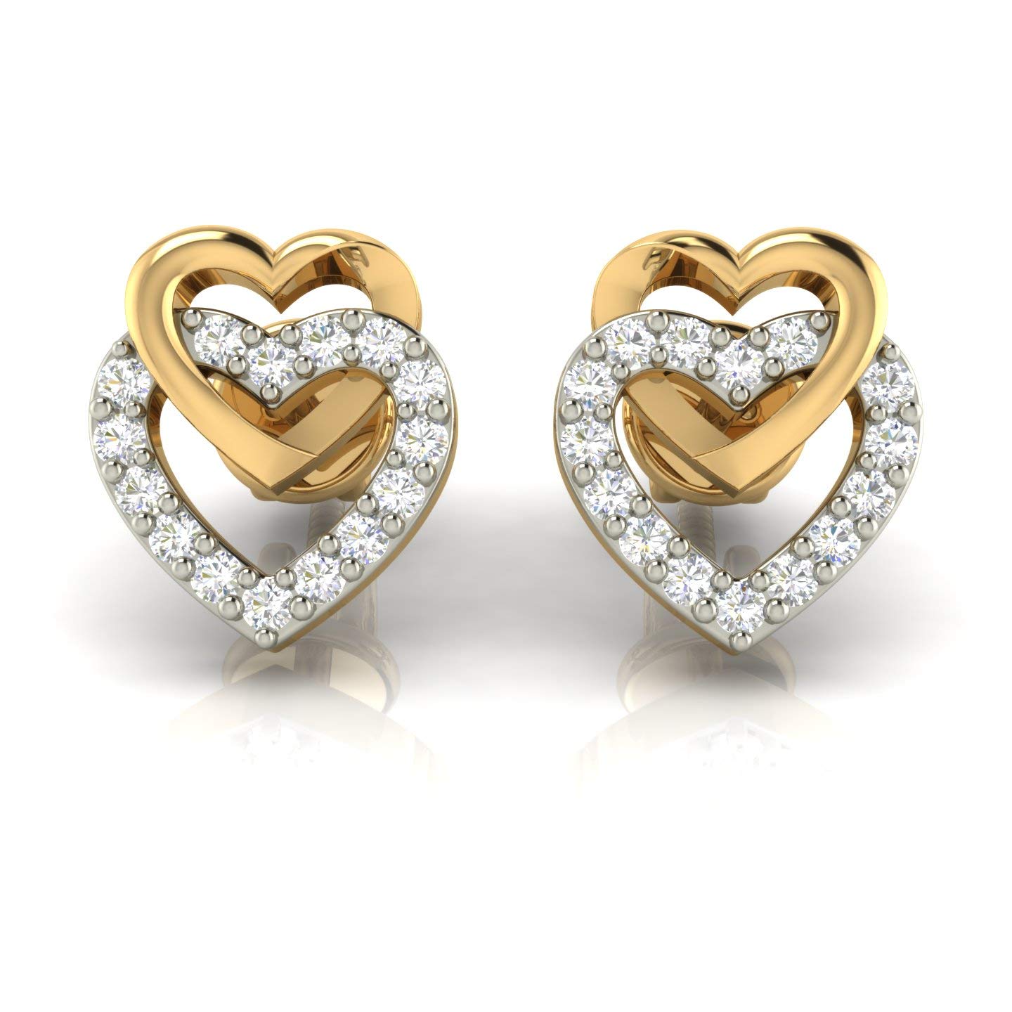 avsar 18k (750) Yellow Gold and Diamond Stud Earrings for Women-picture-33