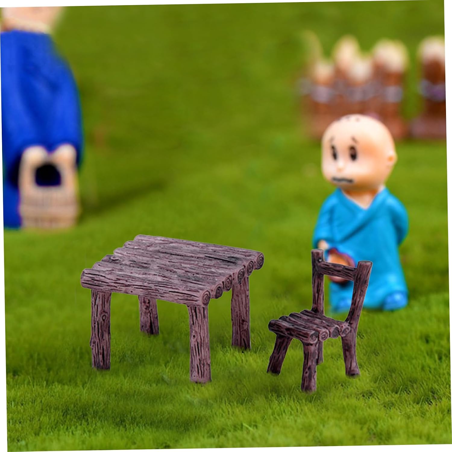 3Pcs/Set Fairy Miniature Chair Sets, Resin DIY Color Table and Chairs Simulation Decor Garden Accessories for Landscaping Bonsai Succulent