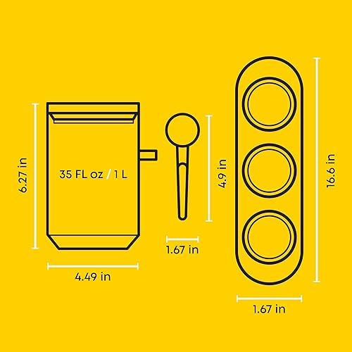 Miniatura 2 de JoyJolt Holden - Recipientes apilables de vidrio de 32 onzas con tapas, cucharas y bandeja, juego de 3 recipientes herméticos transparentes con