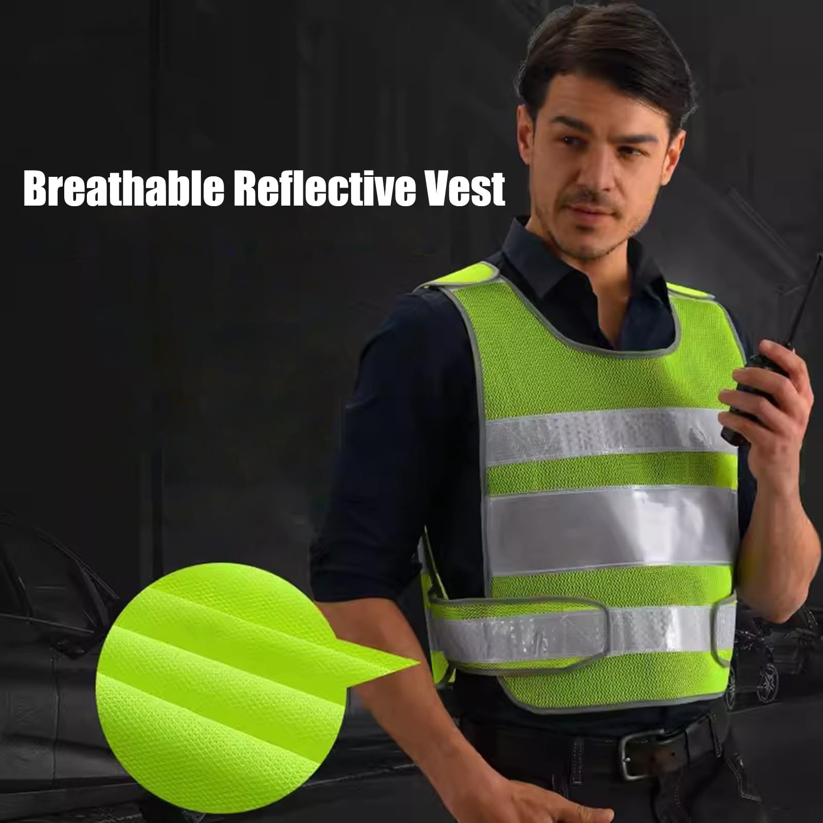 EvikoO Sicherheitsweste Sicherheitswesten mit reflektierenden Streifen, hochtransparente reflektierende Westen, Einheitsgröße (Color : Chartreuse, Size : 20pcs)