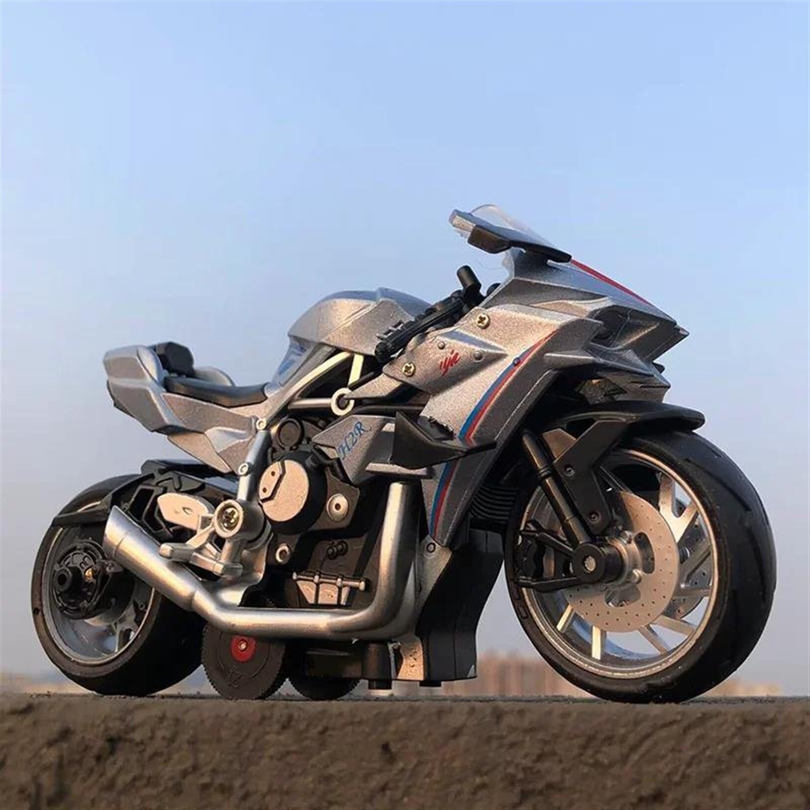 SEYXF Motorbike Toy 1/12 Motorcycle Simulation Diecast Model Collection Birthday Present for Kawasaki Ninja H2R(Gray Retail Box)