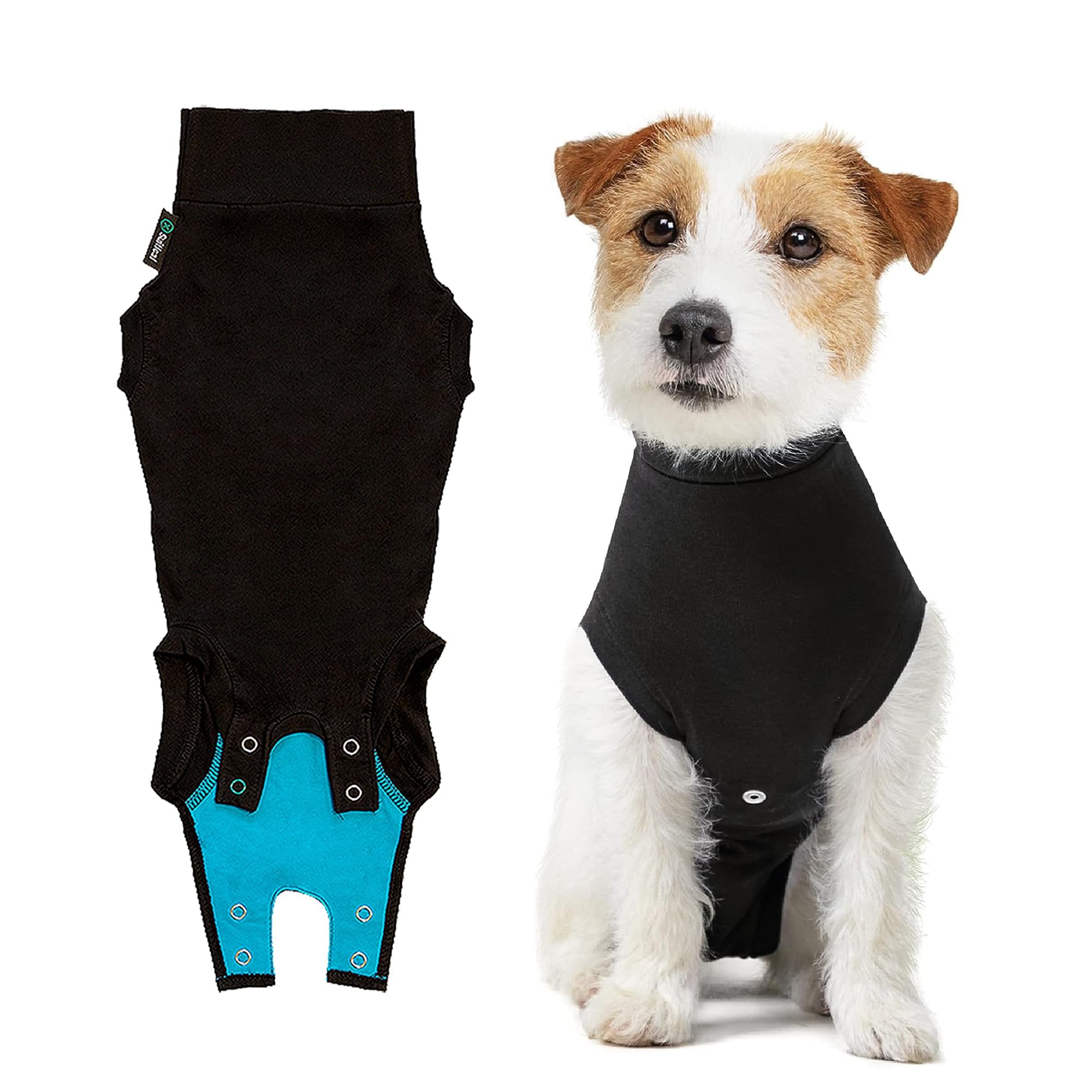 Suitical Recovery Suit for Dogs - Comfortable Post-Surgery Suit with Hold-Up System for Spay, Neuter, Skin Issues - Breathable, Cone-Free Option - Medium, Black - Neck to Base of Tail: 21.7 - 27.2 in