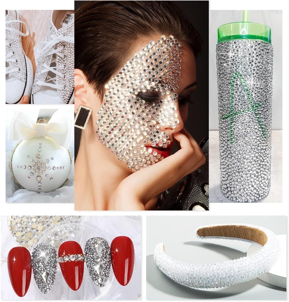 White 3-10mm Flatback Pearls and Rhinestones w B7000 Jewelry Glue for Bedazzling Crafting Half Pearls Resin Stones Diamonds for Face Eyes Makeup Tumblers Bottles Crafts Grad Cap Shoes Scrapbook - Image 7