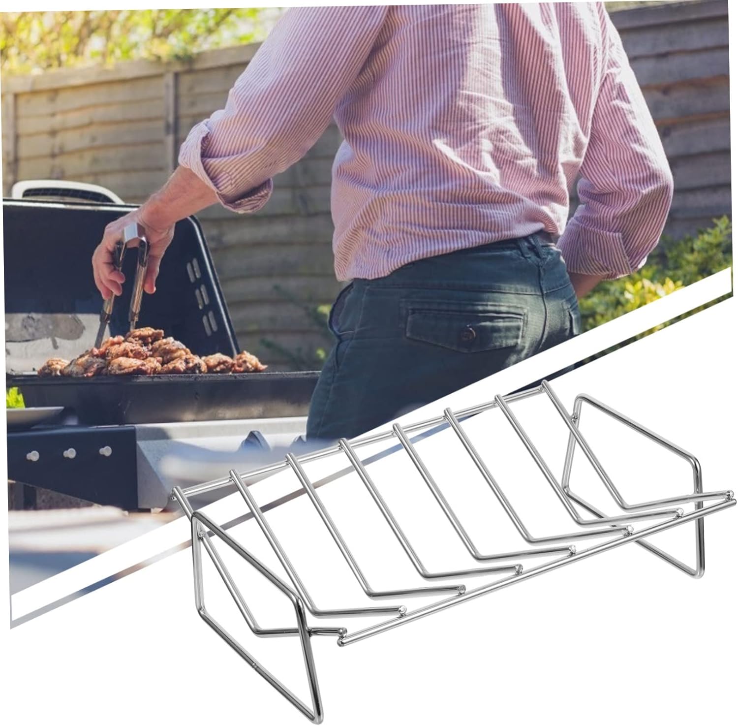 Kisangel Ceramic BBQ Tool Portable Outdoor Grill Rack for Rib Meat Barbecue Accessories