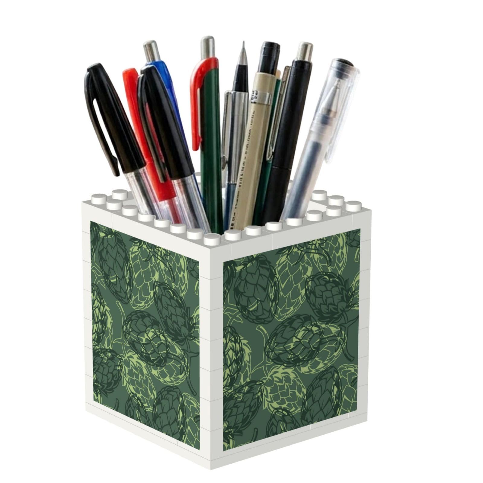 Poadnly Vintage Beer Hops Leaves, Pen Pot Pencil Holder for Office Home School, Compact Desk Organiser for Office Stationery