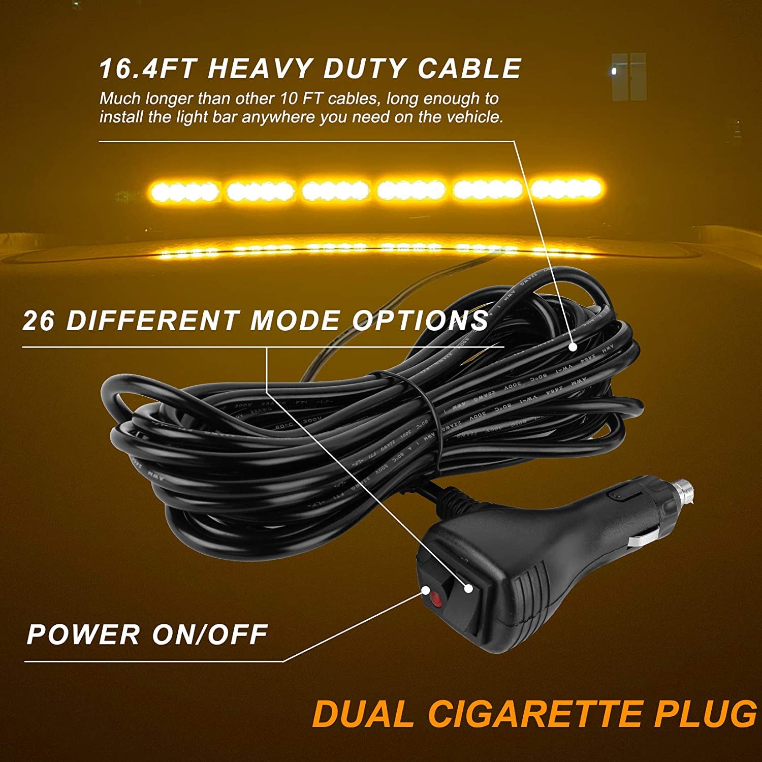 Luce Strobo 54 LED 12/24V 75cm Magnetica Luce Emergneza Avvertenza per Auto Luce Stroboscopica di Emergenza Veicoli di Soccorso