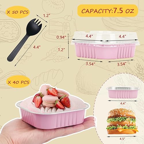 Miniatura 3 de LNYZQUS Moldes para Mini Tartas Bandejas para Muffins de 4 Pulgadas Con Tapas Paquete de 40, 7.5oz Moldes de Lámina de Aluminio para Muffins