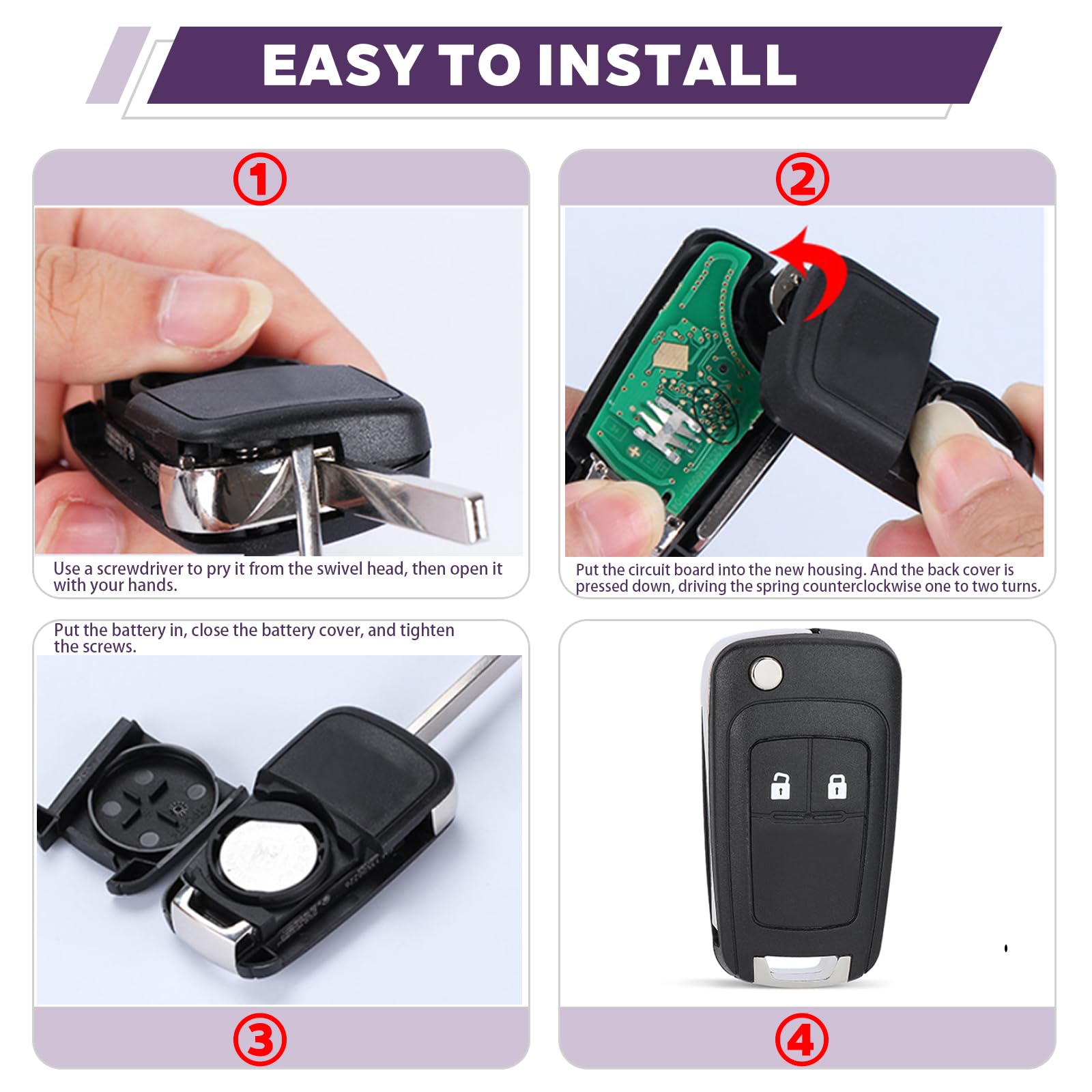 Telecomando Custodia Chiave Auto per Opel Adam Astra Insignia Mokka Meriva Movano Karl Cascada Zafira Chevrolet Cruze Aveo Orlando Trax Spark Captiva Matiz