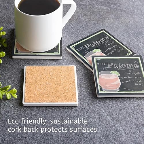 Miniatura 5 de Paloma - Posavasos de receta, Joyride para decoración del hogar, 4 posavasos de cerámica, posavasos cuadrados de 4 pulgadas, juego de 4, parte