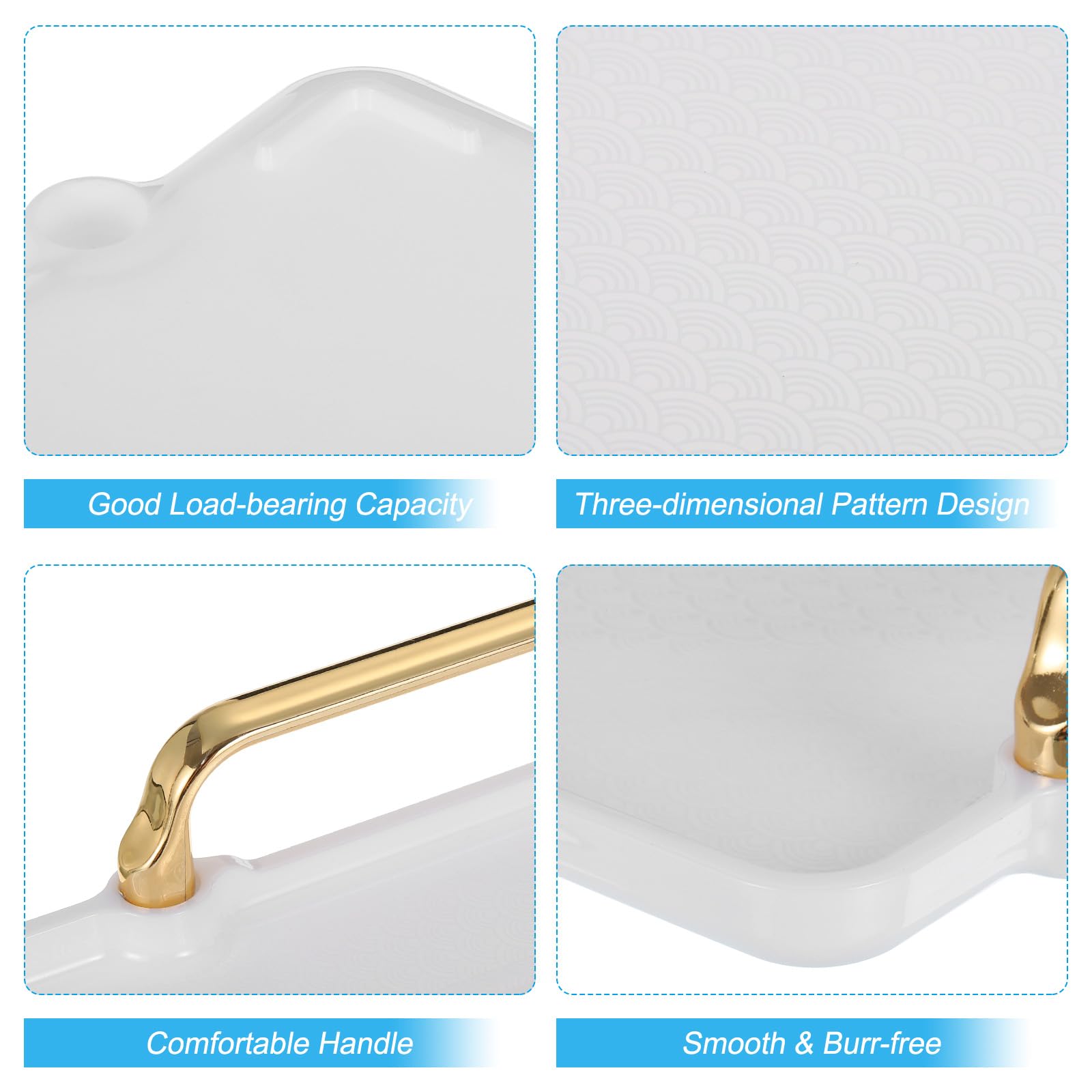 PATIKIL Plastic Serving Tray with Golden Handle - Image 3