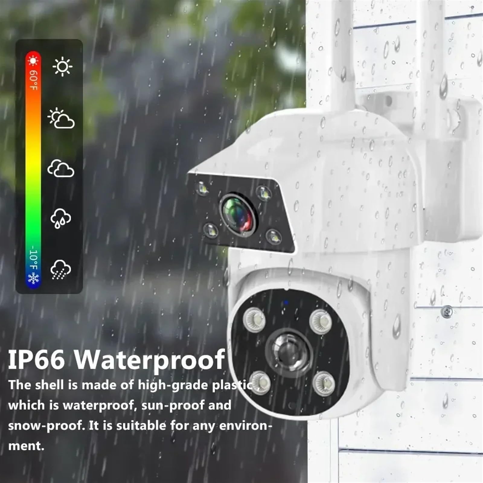 Caméra de sécurité, Caméra IP 4MP 2K PTZ, écran à Double Objectif, Suivi Humain AI, Vision Nocturne Polychrome, caméra de Surveillance extérieure sans Fil CCTV(Camera Add 64G)