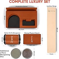 Vista 2 de Rolling Knife Sharpener Kit – Diamond & Ceramic Knife Sharpener Set with Magnetic 15° & 20° Angle Guide, 4 Sharpening Discs, Leather Strop & Stand
