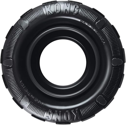 KONG Tires – Durable Dog Chew Toys for Aggressive Chewers – Durable Rubber Dog Toy & Treat Dispenser for Power Chewers – Tough Chew Toy for Fetch – Rubber Tire Chew Toy – Medium/Large Dogs