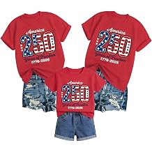 Patriotic Tshirts for Women Men Kids 250th USA Anniversary Shirt 4th of July Outfits Family Matching Tee Tops