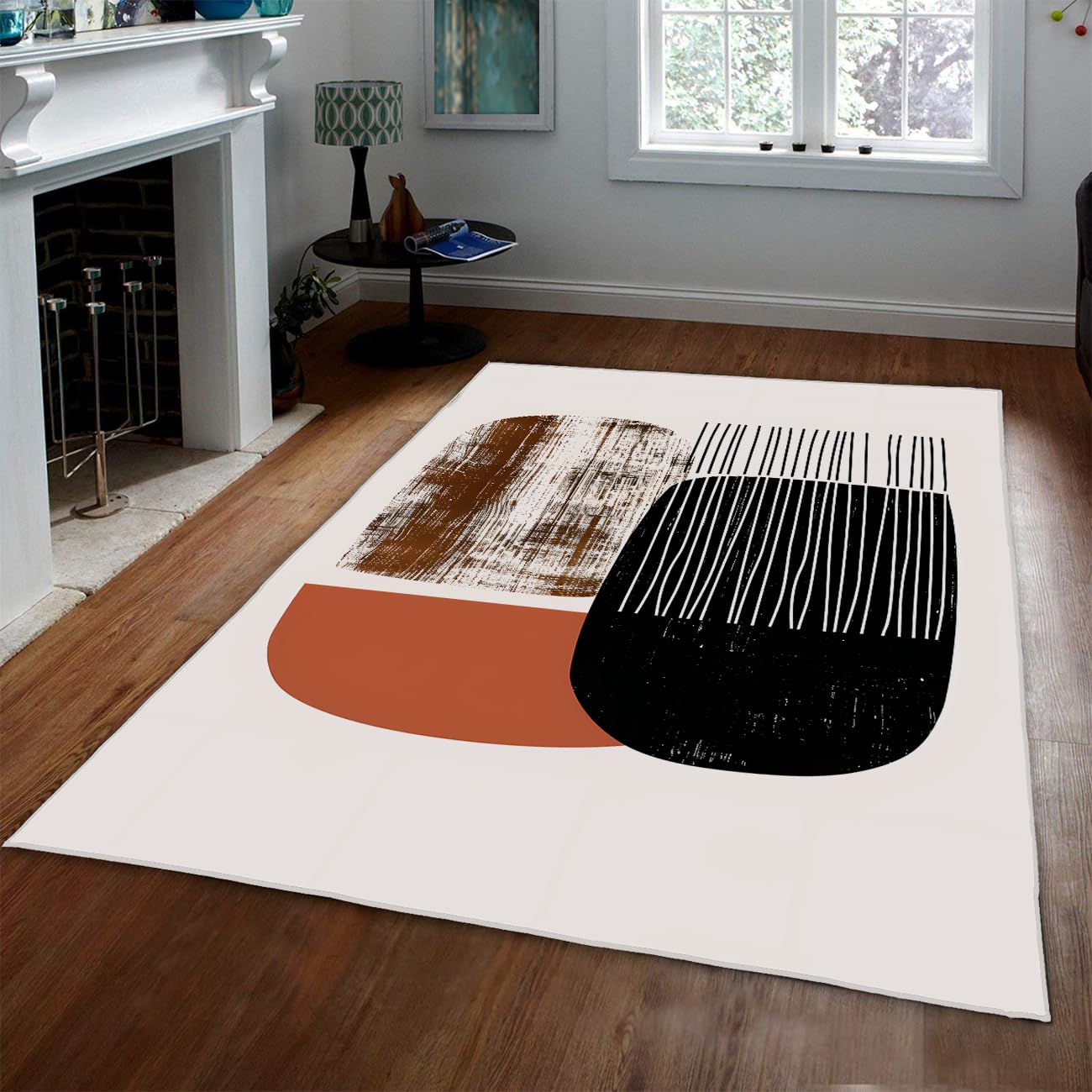 Tapis de salon lavable et antidérapant avec motif abstrait doux pour chambre à coucher