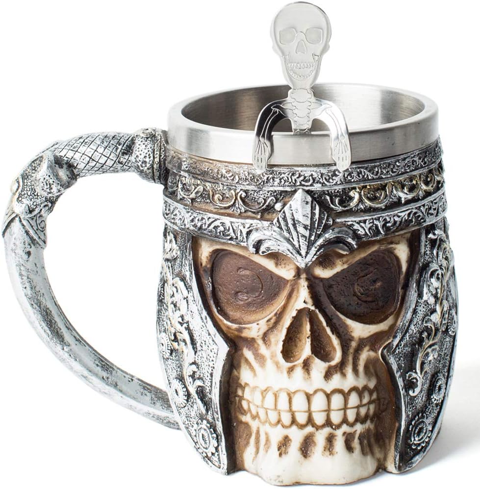 alikiki Vintage Drinking Glass Beer Goblet Gifts for Coffee, Stainless Steel Cup Drinking Horn Bar Cup Nordic Gifts for Halloween, Christmas and Home Decor