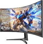 CRUA Moniteur Courbé de 49 po 120Hz, Double QHD 5120 x 1440P 1500R Écran Ultrawide 32:9, AMD FreeSync, Haut-parleurs Intégrés, 120% sRGB, PIP/PBP, HDMI 2.1 & DP 1.4, Installation Murale - Noir