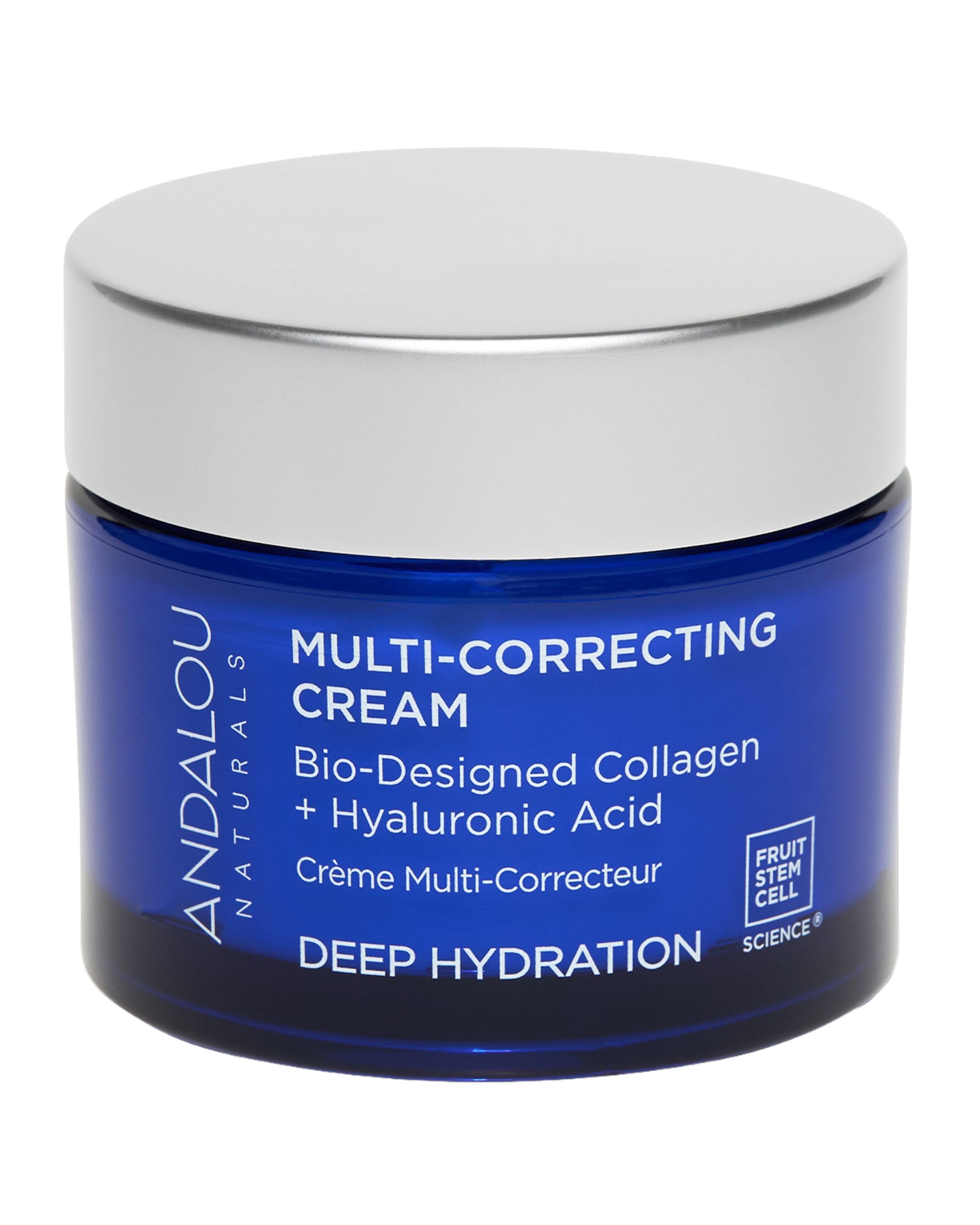 Deep Hydration Face Moisturizer Multi-Correcting Cream - Daily Skincare With Hyaluronic Acid, Vegan Collagen, & Fruit Stem Cells - Repair Skin Elasticity & Boost Hydration - 1.7 fl oz