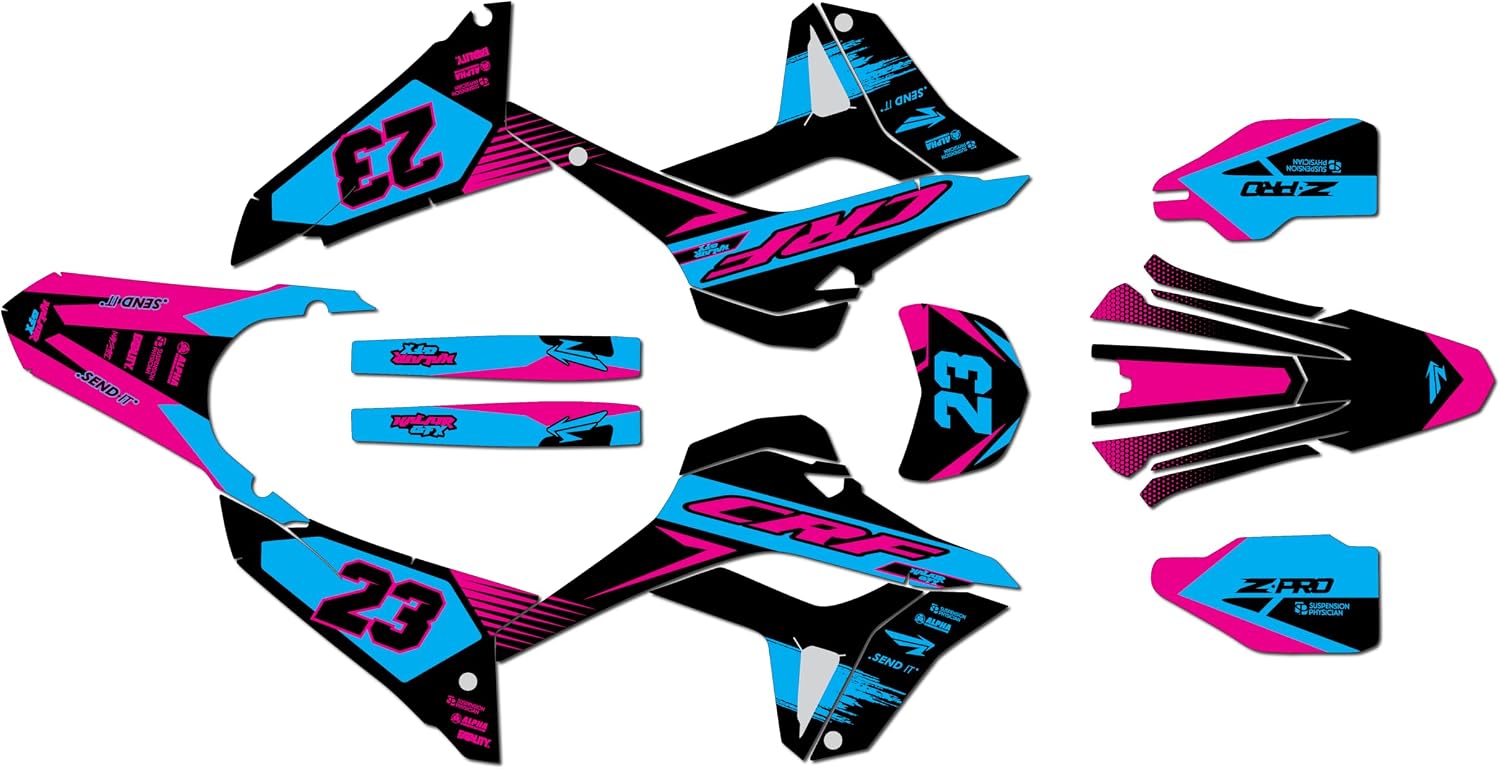 Graphics Kit for Honda CRF 300L (2021+) Evader Series Cyan-Magenta 09 Mil - Dirt bike Custom Racing Graphics Decals Stickers Kit, no-plastics