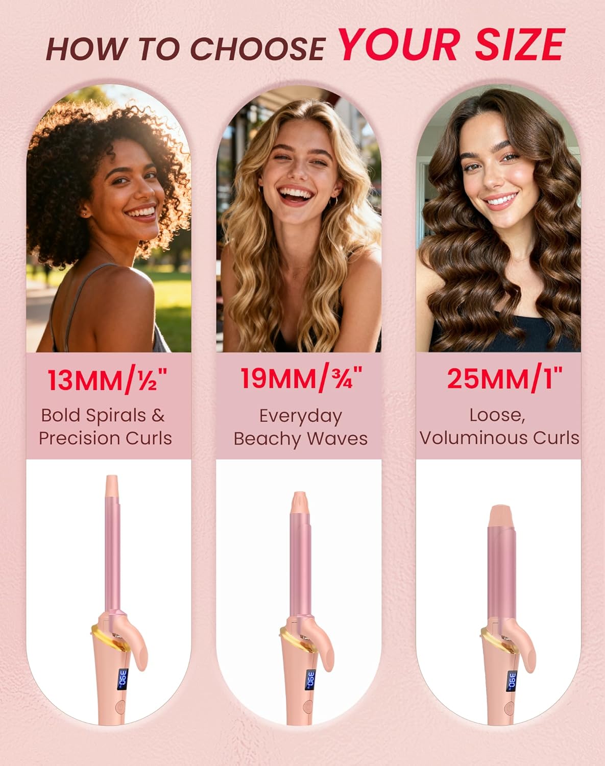 Ukliss Mini Curling Iron for Short Hair, Creates Perfect Tight Ringlets & Bangs, Fast Heat 30s, 5 Temp Settings, Dual Voltage, Auto Shut-Off & Anti-Scald Tip, Travel Friendly (Pink, 1/2 inch) - Image 2