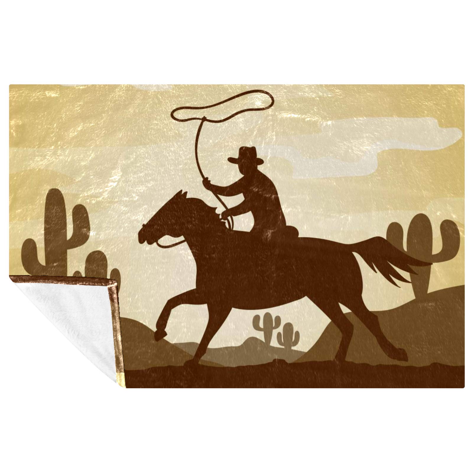 Couverture douce chaude imprimé cowboy jeté de lit canapé plaid pique-nique plage
