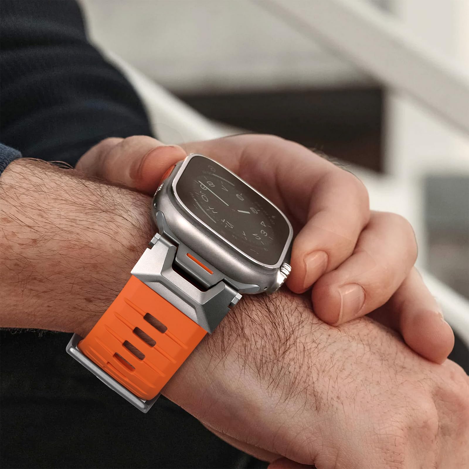 Bandletic Kompatibel mit Apple Watch Ultra 3/2/1 49mm Armband | Sport Weiche Atmungsaktive Armband mit Metallanschluss für iWatch Series 11/10 46mm, 9/8/7 45mm, SE/6/5/4 44mm, 3/2/1 42mm