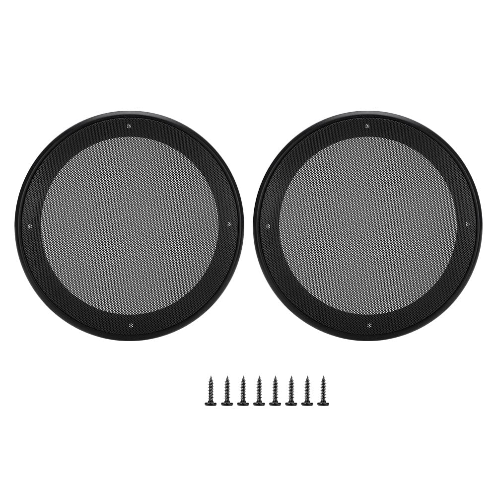 2 Pcs 8 Inch Speaker Cover, Metal Mesh Protective Grille with ABS Plastic Frame, Decorative Round Grill for Small Car Audio Speakers (Black+Black)