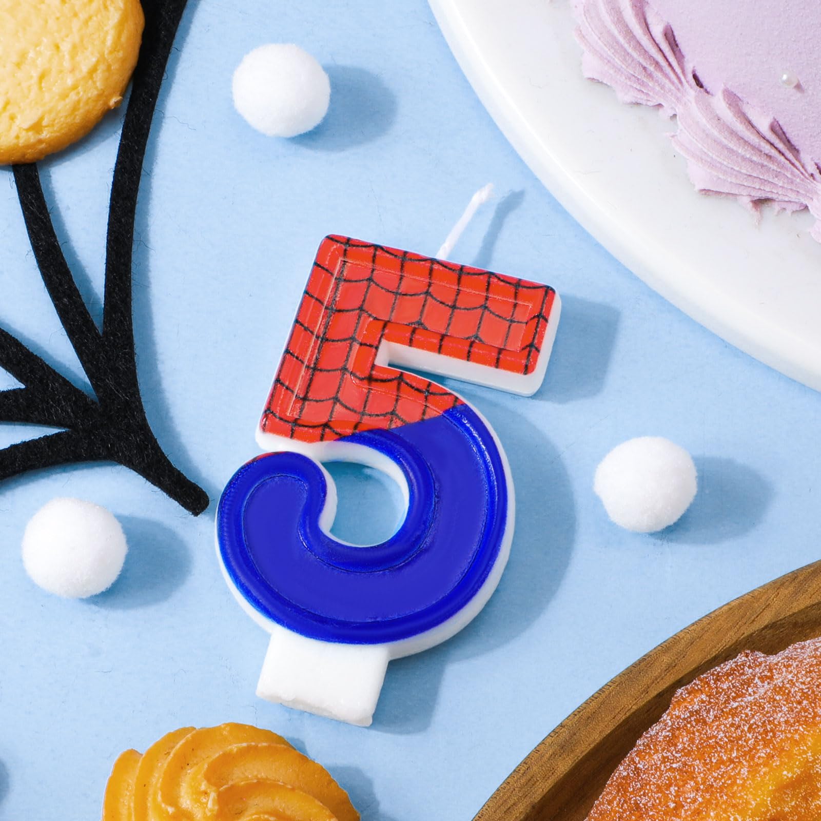 Spider-Themed Birthday Cake Candles – Grid Number Topper For Halloween & Boy's Birthday Parties (5" Style)