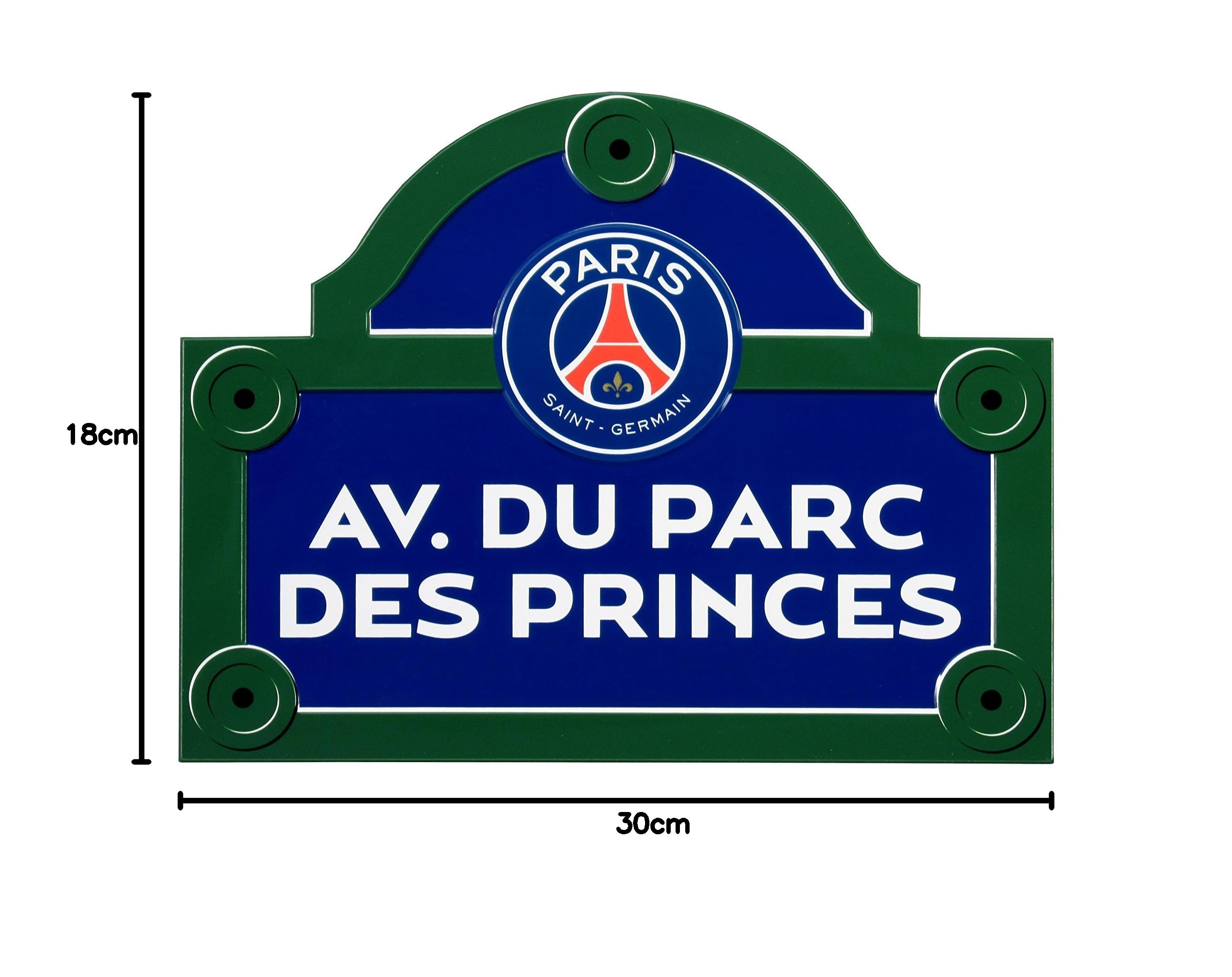PSG Avenue du Parc des Princes Plaque de Rue Rectangulaire Metal Multicolore 30 x 18 x 0,5 cm