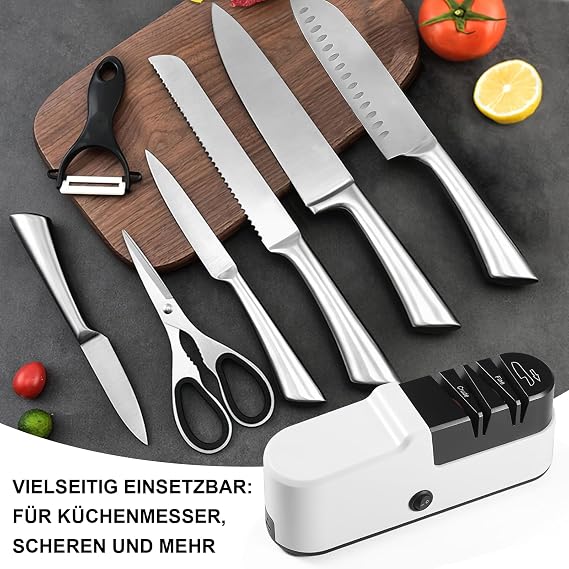 SOARFLY Electric Knife Sharpener Professional Simple Electric Knife Sharpener Ergonomic Knife Sharpener Electric Knife Sharpener for Rough and Fine Ideal for All Knife Types
