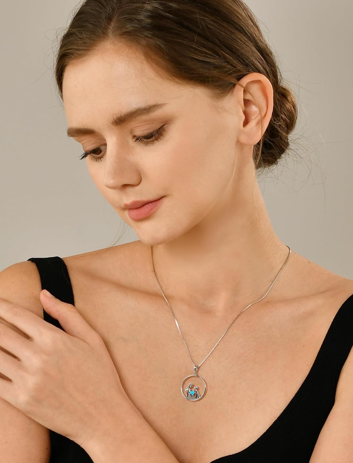 YL Women's Mother Necklace 925 Sterling Silver Round Mum Pendant Birthstone Jewelry for Mom - Image 2