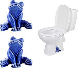 2 Pcs Ceramic Frog Toilet Floor Bolt Caps, Animal Toilet Bolt Covers Decorative, Decorative Bathroom Toilet Bolt, Toilet Bolt Cover for Bottom Easy Installation (Frog-Dark Blue)