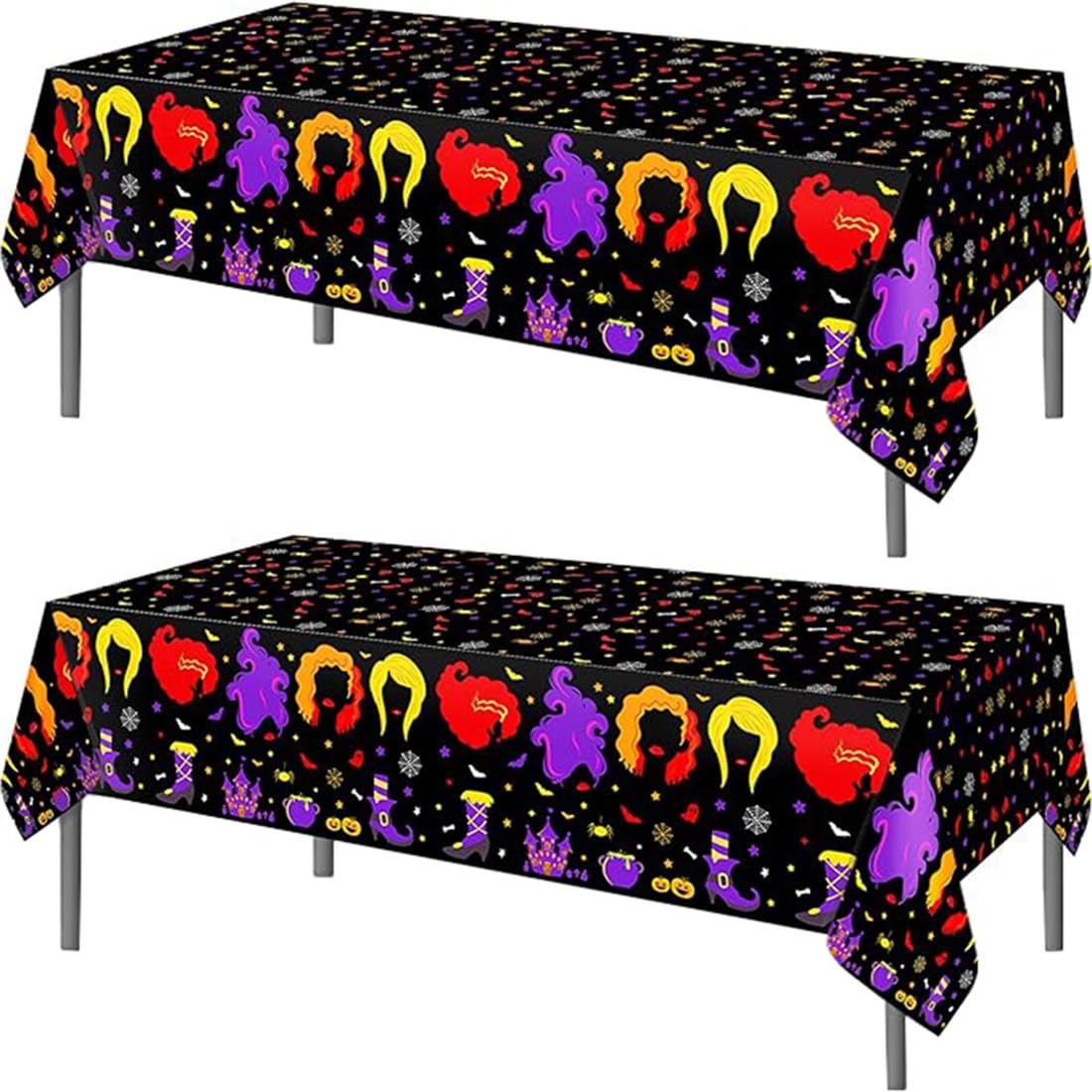 Tokymoon Halloween 2 Pack Of Disposable 54X87in Tablecloths Hocus Pocus Themed Party Decorations Tablecover For Birthday Party Decorations