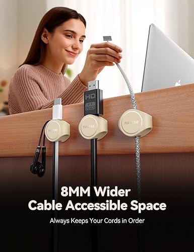 Miniatura 4 de FLYLEAD - Paquete de 8 clips magnéticos de silicona para cables 0.315 in más anchos accesibles Organizador de cables de escritorio, soporte de